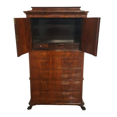 Spanish Mahogany Chest of Drawers with Upper Doors-TCS-1812904