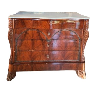 Spanish Mahogany Dresser with White Marble Cover-TCS-1773601