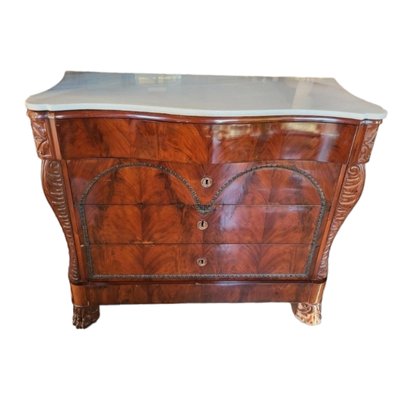 Spanish Mahogany Dresser with White Marble Cover-TCS-1773601