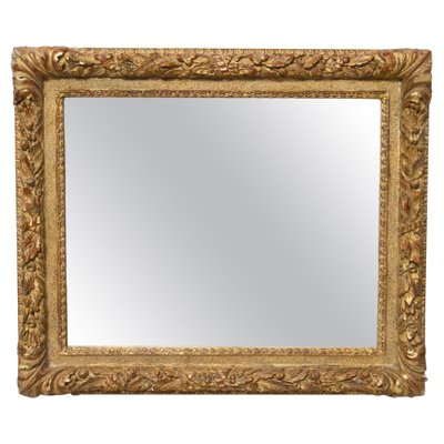 Spanish Neoclassical Rectangular Hand Carved Golden Mirror, 1970s-UZ-1165852