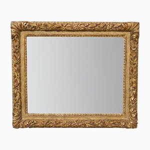 Spanish Neoclassical Rectangular Hand Carved Golden Mirror, 1970s-UZ-1165852