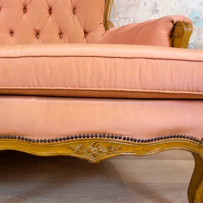 Spanish Neoclassical Upholstered & Walnut Sofa, 1930s-CQZ-812074