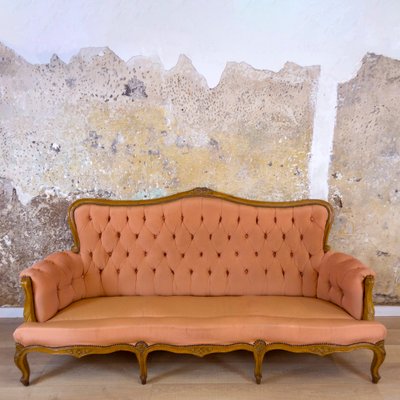 Spanish Neoclassical Upholstered & Walnut Sofa, 1930s-CQZ-812074