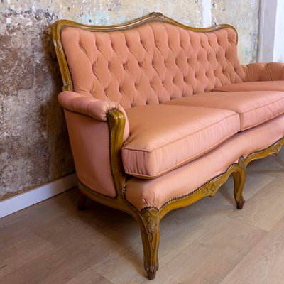 Spanish Neoclassical Upholstered & Walnut Sofa, 1930s-CQZ-812074