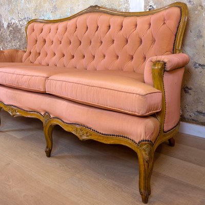 Spanish Neoclassical Upholstered & Walnut Sofa, 1930s-CQZ-812074