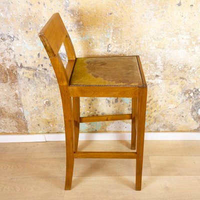 Spanish Oak and Leather Stool, 1990s-CQZ-823286