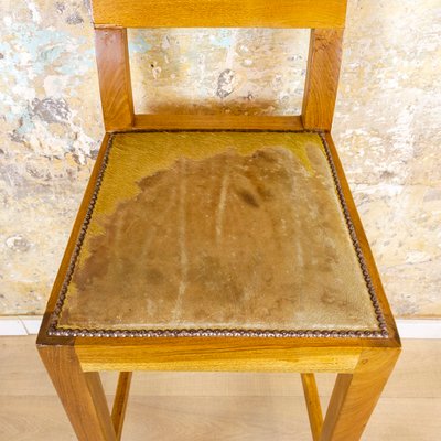 Spanish Oak and Leather Stool, 1990s-CQZ-823286