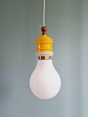 Spanish Opaline Bulb Suspension from Metalarte, 1980s-FAX-2020126