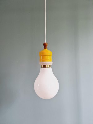 Spanish Opaline Bulb Suspension from Metalarte, 1980s-FAX-2020126