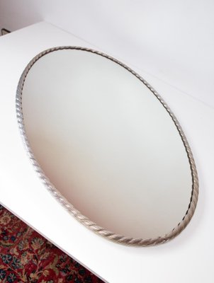 Spanish Oval Mirror with Chromed Metal Frame, 1950s-JWI-1737978