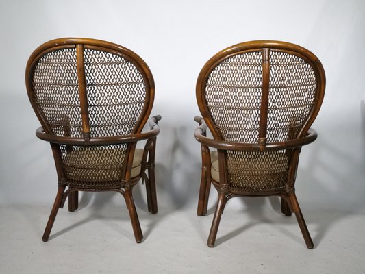 Spanish Rattan Armchairs, 1970s, Set of 2-LVS-1803228