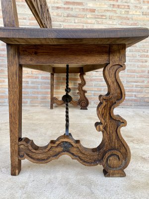 Spanish Renaissance Carved Oak Bench Banquette Escaño, 1890s-NOU-1730518