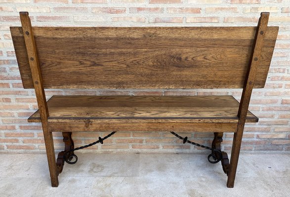 Spanish Renaissance Carved Oak Bench Banquette Escaño, 1890s-NOU-1730518