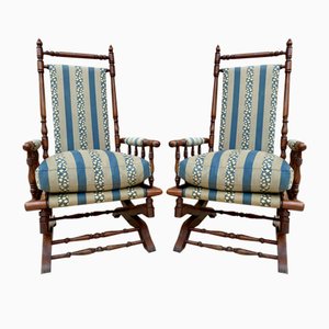 Spanish Rocking Chairs in Carved Walnut, 1960, Set of 2-NOU-1340463