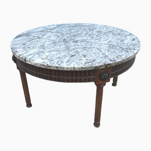 Spanish Round Side Table with Marble Top and Bronze Rivets, 19th Century-TCS-1795949