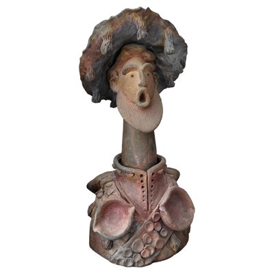 Spanish School Artist, Sculpture of a Man with a Hat, 1980s, Ceramic-TCS-1749653