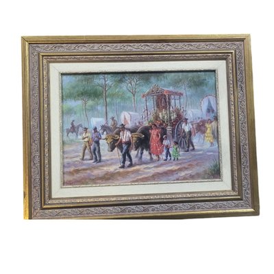 Spanish School the Fair with the Madonna on Horses El Rocio Seville, 1920s, Oil on Canvas, Framed-TCS-2017107