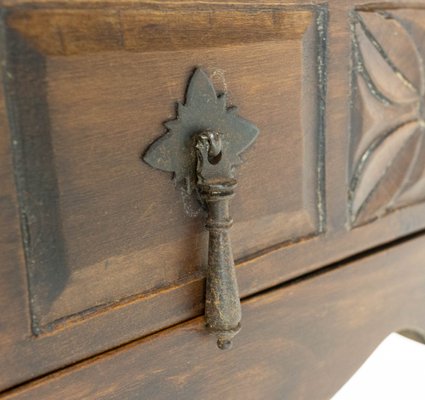 Spanish Side Cabinet or Nightstand in Poplar with Studs, 1940s-RIU-1142312