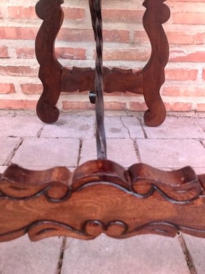 Spanish Side Table in Chestnut with Carved Lyre Legs, 18th-Century-NOU-828497