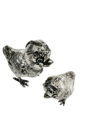 Spanish Silver Salt and Pepper Shakers in the Shape of Chicks, 1940s, Set of 2-UCH-1224372