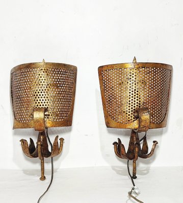 Spanish Wall Sconces in Wrought Iron, 1970s, Set of 2-RGF-2017587