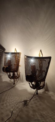 Spanish Wall Sconces in Wrought Iron, 1970s, Set of 2-RGF-2017587