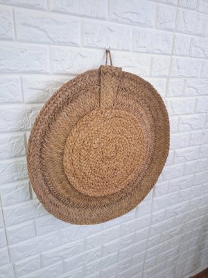 Spanish Woven Esparto Round Wall Mirror, 1970s-FRB-1798184