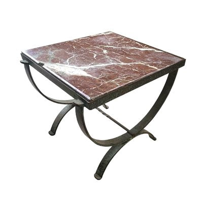 Spanish Wrought Iron and Marble Side Table, 1920s-TCS-1780737