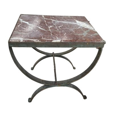 Spanish Wrought Iron and Marble Side Table, 1920s-TCS-1780737