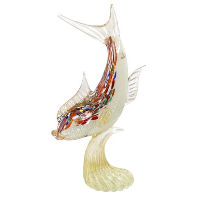 Spectacular Single Piece Sculpture Fish on a Murano Glass Base, 1990s-MPO-1048793