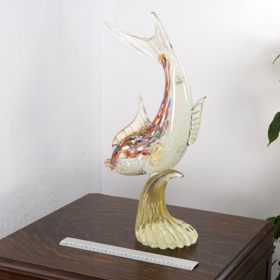 Spectacular Single Piece Sculpture Fish on a Murano Glass Base, 1990s-MPO-1048793