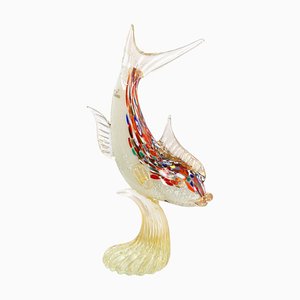 Spectacular Single Piece Sculpture Fish on a Murano Glass Base, 1990s-MPO-1048793