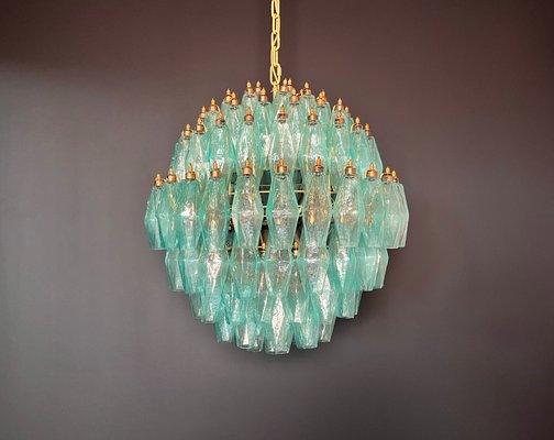 Spherical Murano Polyhedra Chandelier - 140 Turquoise Polyhedra, 1990s-FHZ-2018529