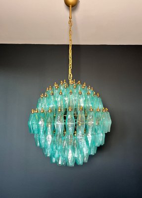 Spherical Murano Polyhedra Chandelier - 140 Turquoise Polyhedra, 1990s-FHZ-2018529