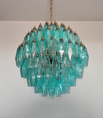 Spherical Murano Polyhedra Chandelier - 140 Turquoise Polyhedra, 1990s-FHZ-2018529