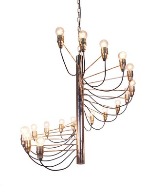 Spiral Brass Chandelier by Gino Sarfatti, 1950s-DEK-932552