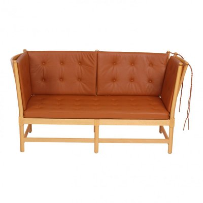 Spoke-Back Sofa with Cognac Bison Leather by Børge Mogensen for Fritz Hansen, 1990s-MTD-1400810