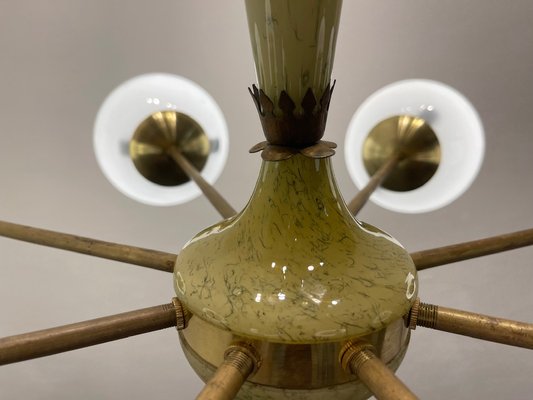 Sputnik 8-Light Chandelier in Brass and Ceramic, 1950s-JJC-1756576