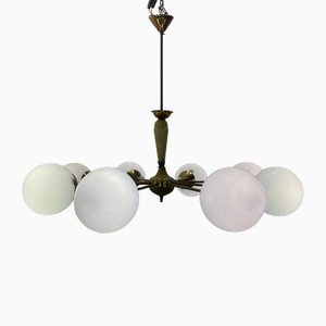 Sputnik 8-Light Chandelier in Brass and Ceramic, 1950s-JJC-1756576