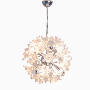 Sputnik Chandelier with Glass Floral Shades, 1960s-VT-640091