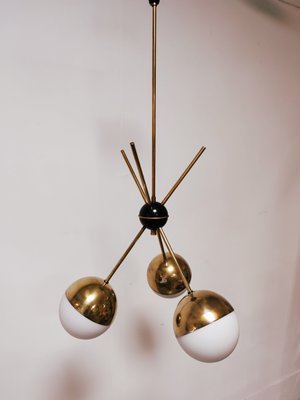 Sputnik Chandelier with Half-Brass Metal Spheres-QLH-1143403