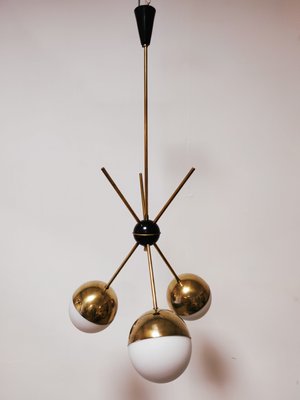 Sputnik Chandelier with Half-Brass Metal Spheres-QLH-1143403