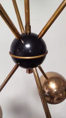 Sputnik Chandelier with Half-Brass Metal Spheres-QLH-1143403