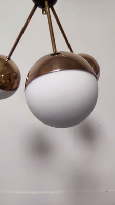 Sputnik Chandelier with Half-Brass Metal Spheres-QLH-1143403