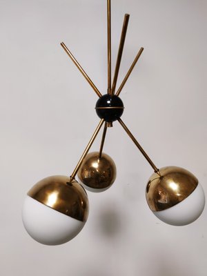 Sputnik Chandelier with Half-Brass Metal Spheres-QLH-1143403