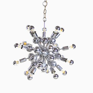 Sputnik Chromed Steel Ceiling Lamp from Reggiani, 1960s-JQO-836506