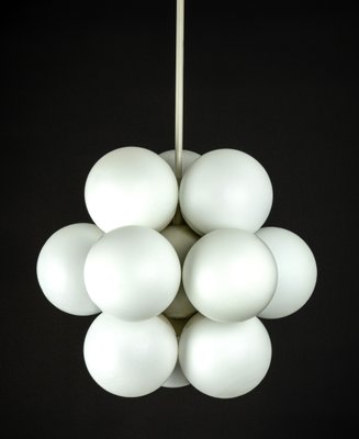 Sputnik Molecular Chandelier with 12 Opal Glasses from Kaiser, Germany, 1970s-UGR-1325510