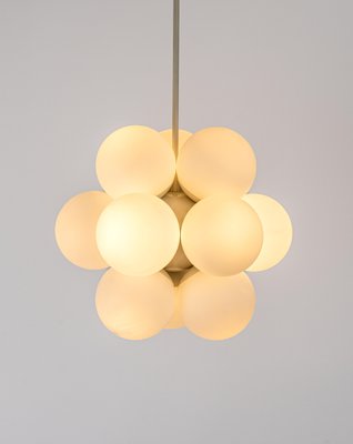 Sputnik Molecular Chandelier with 12 Opal Glasses from Kaiser, Germany, 1970s-UGR-1325510