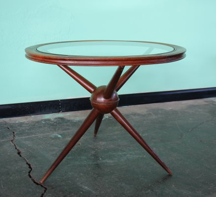 Sputnik Wood and Glass Round Coffee Table Set, Set of 2-HZ-1160965