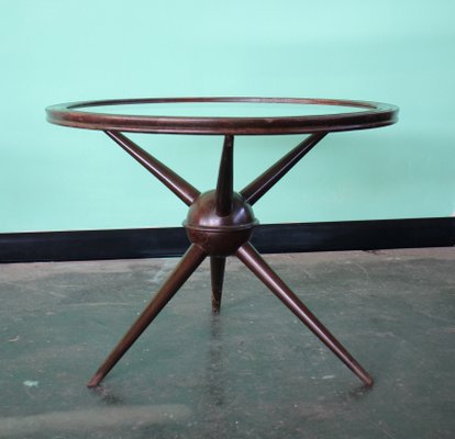 Sputnik Wood and Glass Round Coffee Table Set, Set of 2-HZ-1160965